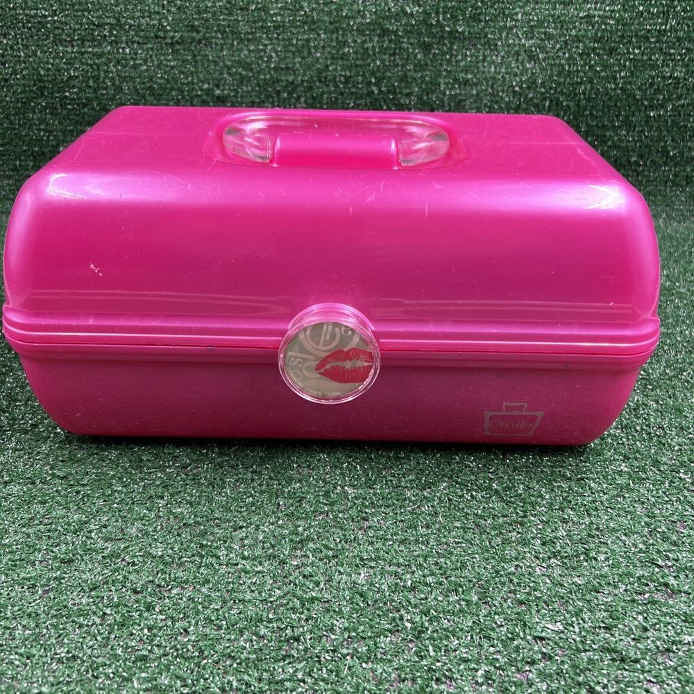 Vintage Caboodles Makeup Case Hot‎ Pink 2 Tier With Mirror